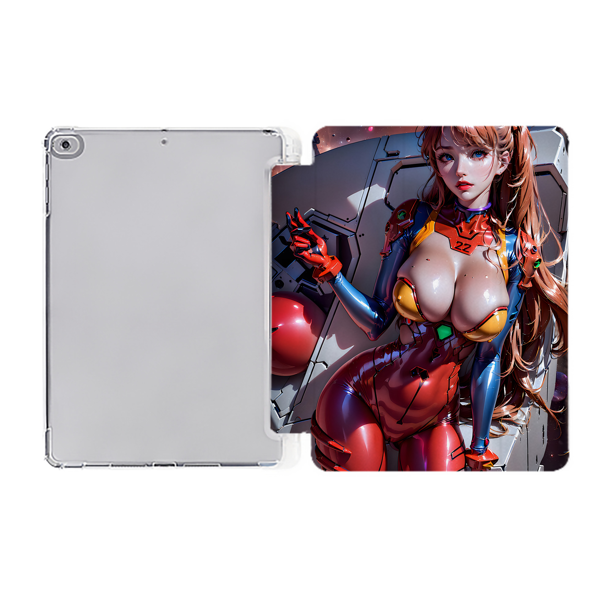 （画像用） EVA 新世紀エヴァンゲリオン IPad ケース ペン収納付き 三つ折りスタンド PUレザー×シリコン 対応機種9.5/10.5/10.9インチ